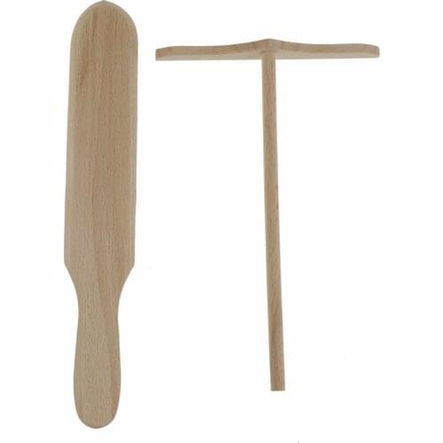 1PC 2 Styles Practical Wooden Pancake Spreader Crepe Tortilla Rake Batter Spreading Kitchen Utensil Pie Tools