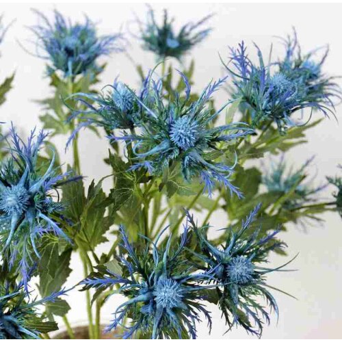 1pc Artificial Eryngium Thistles Bunch Plant 3-Fork Plastic Artificial Wedding Flower Creative Art Flower Arrangement Material