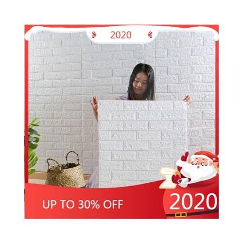 10 Sheets 3D Self adhesive Waterproof Wallpapers TV Background Brick Wall Sticker Living Room Bedroom Decorative Sticker 70*77cm