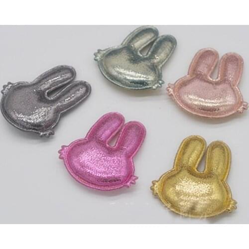 30pcs/lot 4.5*5.1cm Pu Rabbit Head Padded Appliques for DIY handmade childrens hair accessories gift decoration accessories