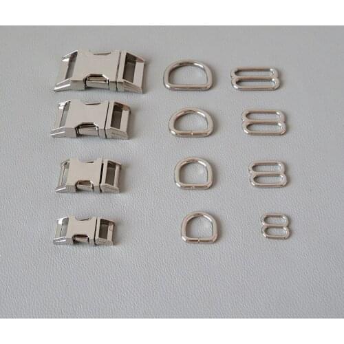 50Sets/Lot Wholesale Price Metal Buckle For Cat Dog Collar Paracord Slider Straps Belt Loop D Ring DIY Accessory Sewing Hardware
