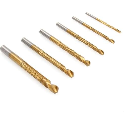 6Pcs/Set HSS Titanium Coated Drill Bits Saw 3-8mm Hex Shank Drilling Bit Kit Speed Out Power Tool High Quality