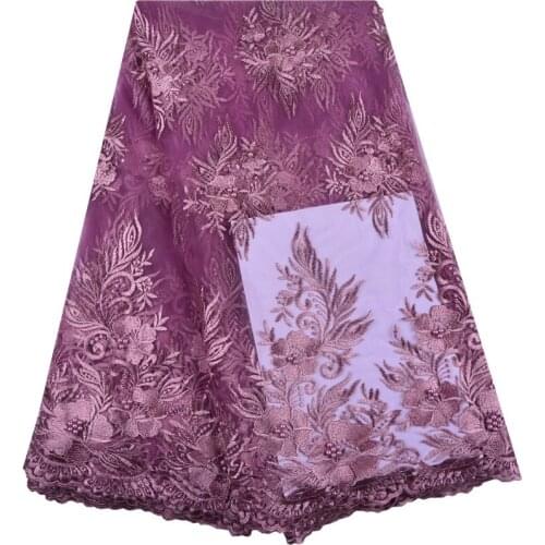 African Lace Fabric 2019 High Quality Lace Onion Color Nigerian Tissu Africain Guipure Embroidery French Tulle Lace Fabric F1343