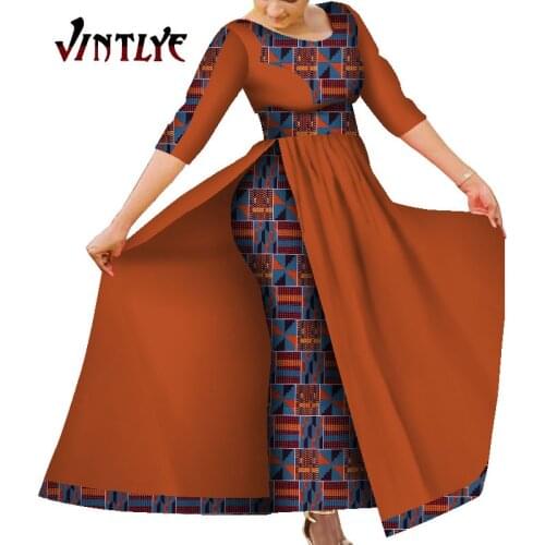 African Womens Dress Bazin Riche Traditional Ankara Print Lady Dress with Skin Fashion Robe Afrcaine Femme Lady Evening Gowns