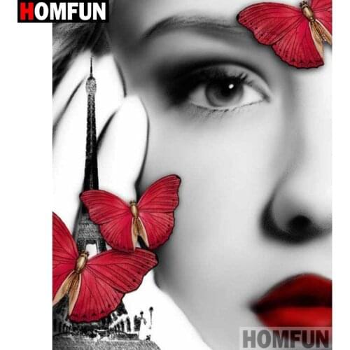HOMFUN Full Square/Round Drill 5D DIY Diamond Painting "Butterfly beauty" Embroidery Cross Stitch 3D Home Decor A10746