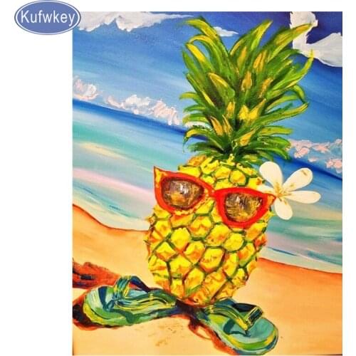 Pineapple diamond painting fruit summer Diamond Embroidery Full Display Mosaic Diamond Picture Of Rhinestones Needlework decor