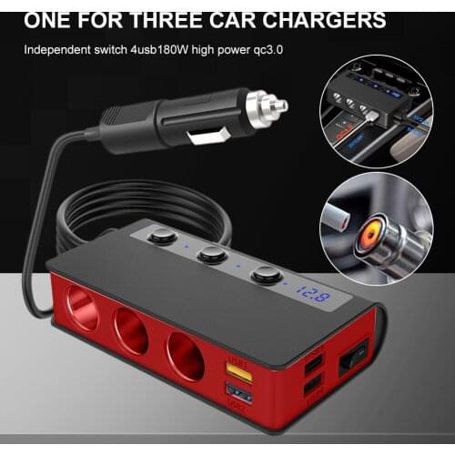 4Ports Usb Output Car Charger Multi-port USB Charger Car 4-port Car Lighter Charging Station Hub Power Splitter Quick Charge 3.0