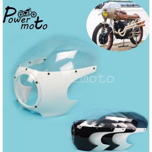 White Black Street Bike 5.75" Headlight Fairing Custom Front Light Mask Cowl For Harley Cafe Racer Scrambler Bobber XS650 XL883
