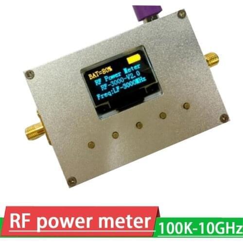 100K-10GHz RF power meter V2.0 OLED display RF power attenuation value digital meter 500MHZ 3GHZ+ Sofware 10W 30DB Attenuator
