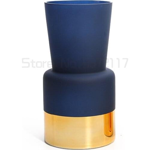 European Style Frosted Glass Vase Living Room Floral Hydroponic Flower Arrangement Blue Phnom Penh Family Vase Home Decoration