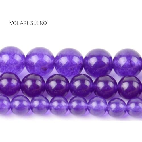 Purple Jades Stone Natural Round Loose Beads 15” Pick 4-12m Spacer Beads For Charm Necklace Bracelet Accessory Jewelry Making