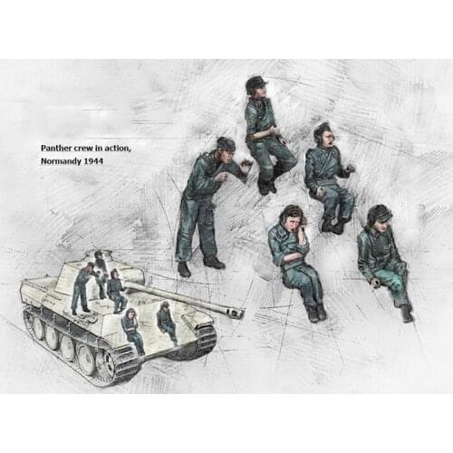 1/35 Scale Unpainted Resin Figure panther crew in action 5 figures collection figure