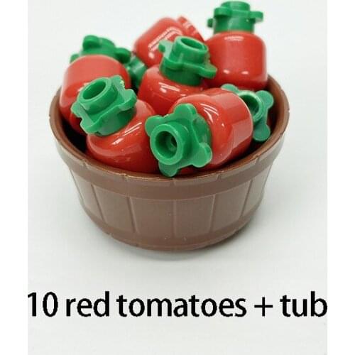 City Series Suitable for Kids 10 Red Tomatoes Educational Building Blocks Birthday Present Wooden Basin MOC Model Toys Cities