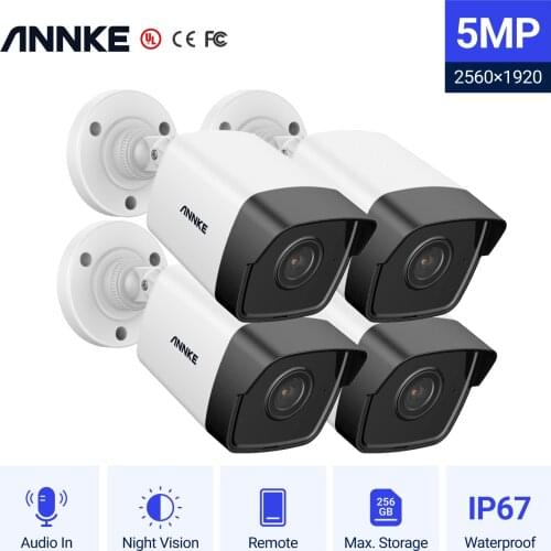 ANNKE 4PCS C500 HD 5MP POE IP Camera 5MP Security Camera Outdoor Indoor With Audio Recording Video 5MP Surveillance Cameras Kits