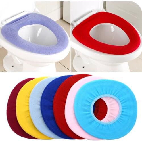 Bathroom Warmer Comfortable Toilet Mats Solid Washable Cloth Seat Cover Bathroom Toilet Covers Seat Case Warmer 1pc