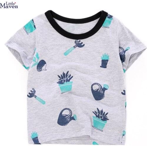 Little maven children 2021 summer baby boy tee tops kids summer 2-7 years clothes garden tool print brand cottonb t shirt 51821
