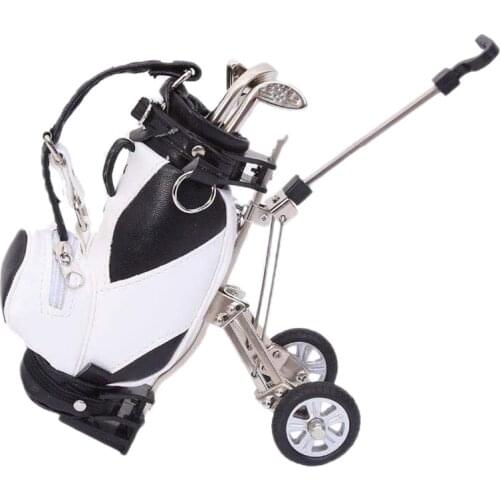 Mini Desktop Golf Souvenir Set with 3 Pens Shaped Golf Clubs a Miniature Golf Bag,Pen Holder Novelty Golf Gift Set