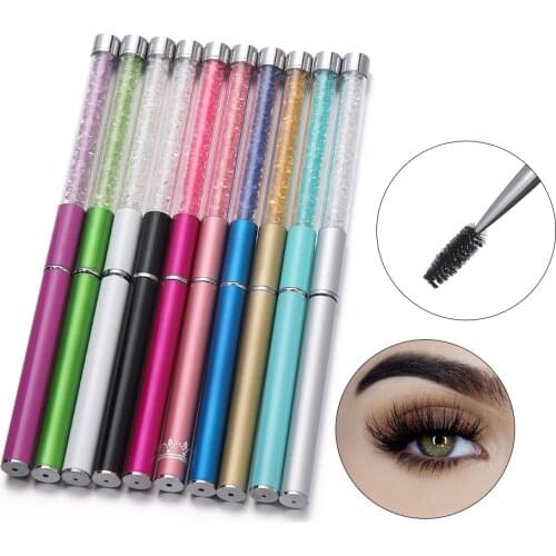 Fashion Rhinestone Eyebrow Brush Eyelash Brushes Spiral Wand Applicator Lashes Extension Grafting Comb Eye Makeup Tools
