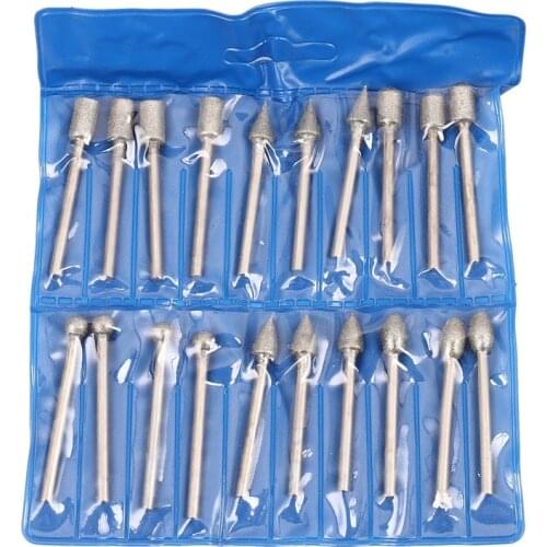 20Pcs 3Mm Shank Diamond Grinding Burr Drill Bits Sets Kits For Rotary Tools Promotion