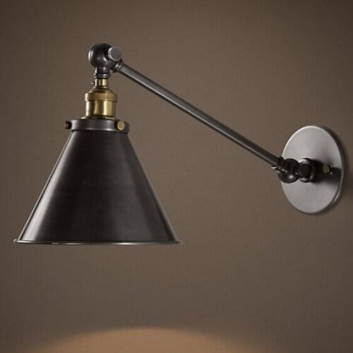 Edison wall lights hallway bedroom sconces wall lamps Black Iron loft Industrial Copper Vintage Short swing arm Wall lamp