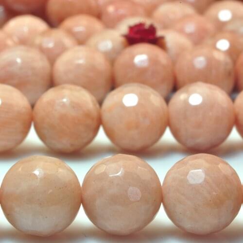 Natural Orange Sunstone Faceted Round Loose Beads Wholesale Gemstone Semi Precious Stones Bracelet Necklace Diy Jewelry Making