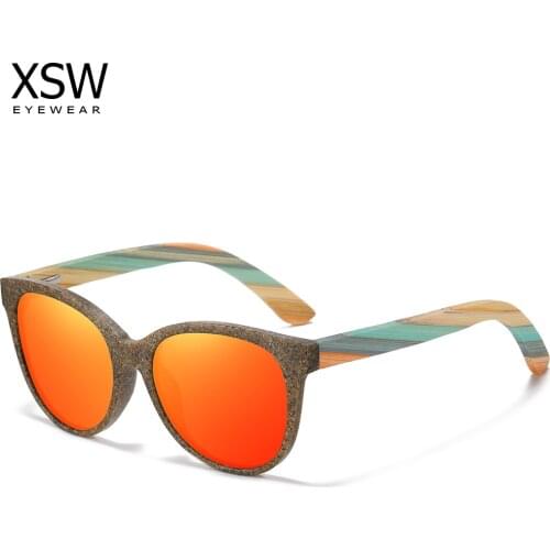 XSW Round Sunglasses Women Brand Designer Vintage Sun Glasses Ladies Wooden Style Shades Eyewear