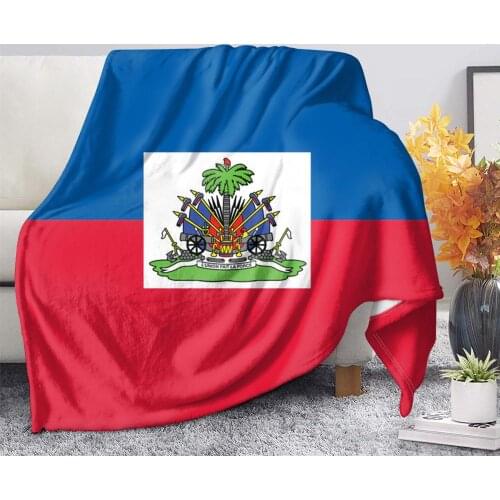 TOADDMOS Blanket Plush Velvet Warm Decoration Bed Home Throw Sofa Blanket Haiti Flag Print Premium Fall/Winter Travel Blankets