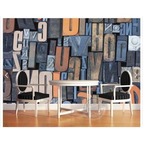 Custom photo wallpaper 3d murals wallpaper 3 d TV setting wall Woodcarving English alphabet TV background wall painting