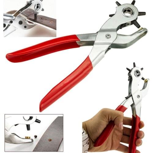 Leather Belt Hole Punch Plier Eyelet Puncher Revolve Sewing Machine Bag Setter Tool Watchband Strap Household leathercraft