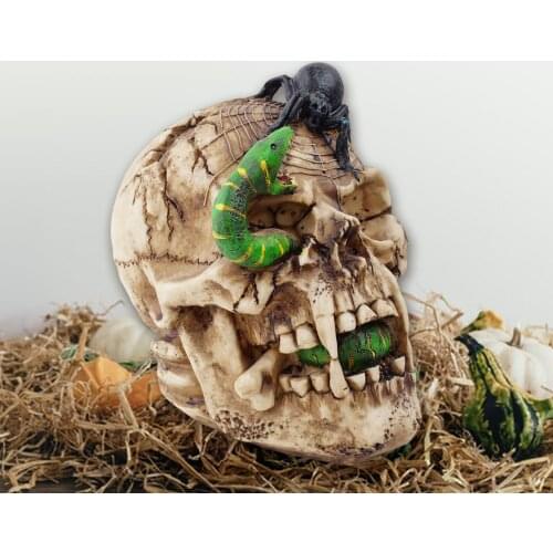 Retro Skull Sculpture Ornament Figurine Statue Halloween Office Living Room