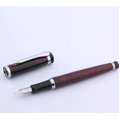 Luxury Baoer 508 Fountain Pen Magic Dark Red Silver Trim Metal Medium Nib ink pens Stationery Student Office school supplies