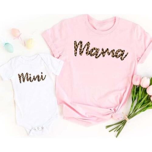 Leopard Mama Mini Shirt Leopard Mom TShirt Mommy and Me Outfit Matching Mommy and Me Mama and Mini Short Sleeve Shirts
