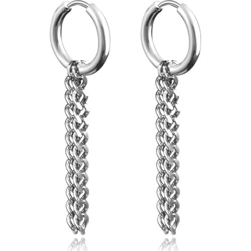 1 Pair Punk Chain Earrings Men Stainless Steel Hoop Earrings Rock Hiphop Earrings for Women 2020 Jewelry boucle d'oreille