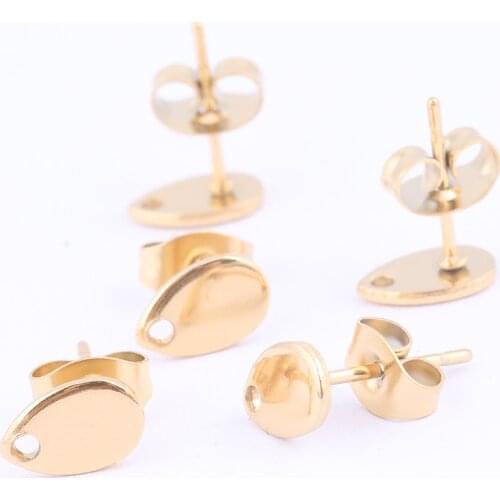 Onwear 20pcs stainless steel stud earring posts with holes diy connectors for earrings jewelry making