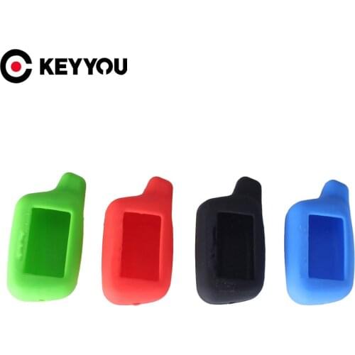 KEYYOU Key Rings Silicone Case Key Case Cover for Russian Version 2 Way Car Alarm LCD Remote Control Key Fob Chain Tomahawk X5