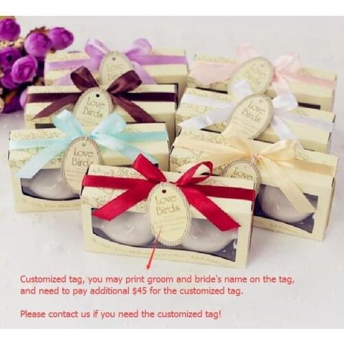 Wedding Favors 800PCS/LOT Customized Ceramic Love Bird Salt & Pepper Shaker Wedding Gifts Free Shipping