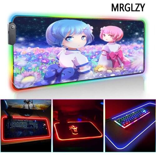 MRGLZY Hot sale Re zero Rem LED Light RGB Gamer Gaming Accessories Large Anime Sexy Girl Mouse Pad DeskMat for Laptop Keyboard