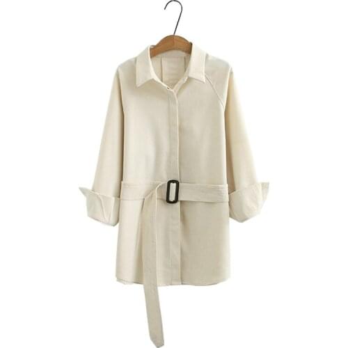 Plus Autumn Blouse Turn Down Collar Belt Design Womens Tops And Blouses Big Size Women Shirts Blusas Roupa Feminina