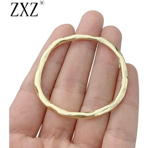 ZXZ 2pcs Gold Tone Large Hammered Geometric Open Round Circle Connector Charms Pendants for Jewelry Making Findings