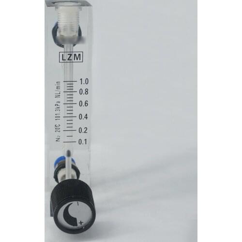 0.1-0.4 0.1-1 0.5-5 1-10 1.5-15 2-20L/min LZM-6T N2 Nitrogen Flowmeter Rotameter With Valve Push In 6mm Tube Pressure 0.1Mpa