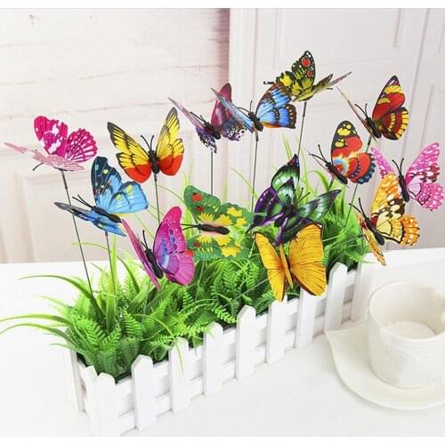 10PCS Double Layer 3D Butterflies Stake Waterproof Butterfly Garden Yard Decorative Ornament for Home Indoor Outdoor Party Decor