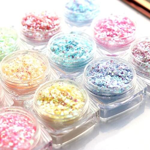 15 Colors Summer Holiday Fancy Glitter Frozen-Aurora 20g/Bag Candy Irregular Glass Paper Flakes DIY Nail Flashglitter 2021New176