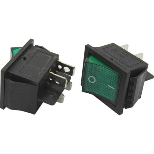 2pcs/lot KCD4 Rocker Switch Rocker Rocker Power Button 4-pin 16A 250V 31x25mm green with lights