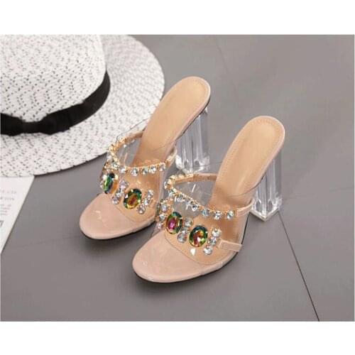 2021 new design girls fashion summer high heel sandals womens casual summer holiday cool PVC heels thick silver beading 40 #F81