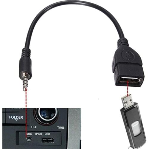 3.5mm Male Audio AUX-in-Jack to USB 2.0 Type A Female OTG Converter Cable Jack Audio Cable Cloth Aux