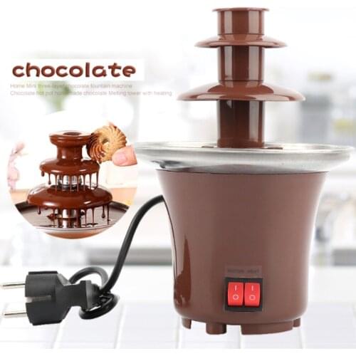 DIY 3-tier Chocolate Fountain Fondue Mini Choco waterfall machine Three Layers Children Wedding Birthday heat melts EU plug