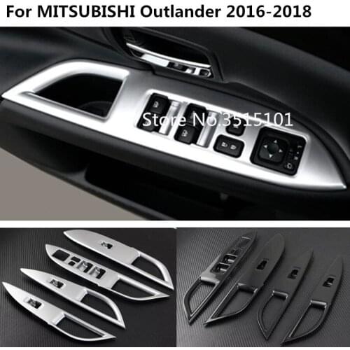 Car Inner Door Window Glass Switch Panel Cover Trim Frame Armrest Handrail 4pcs For Mitsubishi Outlander 2016 2017 2018 2019