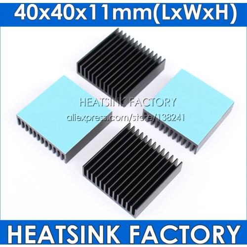 40x40x11mm Black Extruded Aluminum Cooling Heat Sink Cooler Radiator Heatsink With Thermal Conductive Heat Transfer Tape