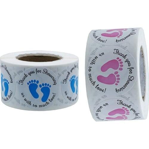 50pcs Labels per wad cute stickers Blue Pink footmark Stickers seal labels for theacher and student Office sticker stationery