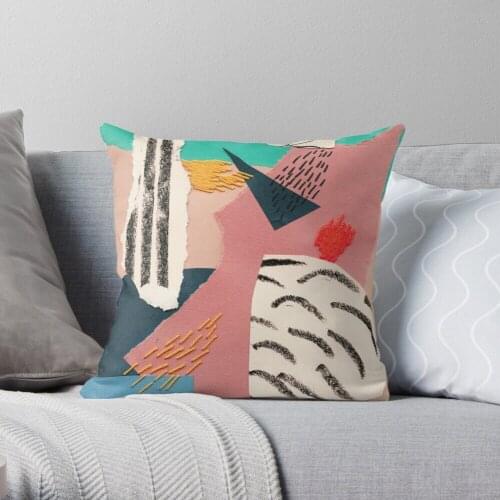 Abstract Collage With Embroidery Throw Pillow Cushion Cover Polyester Throw Pillows Case On Sofa Home Car Seat Decor